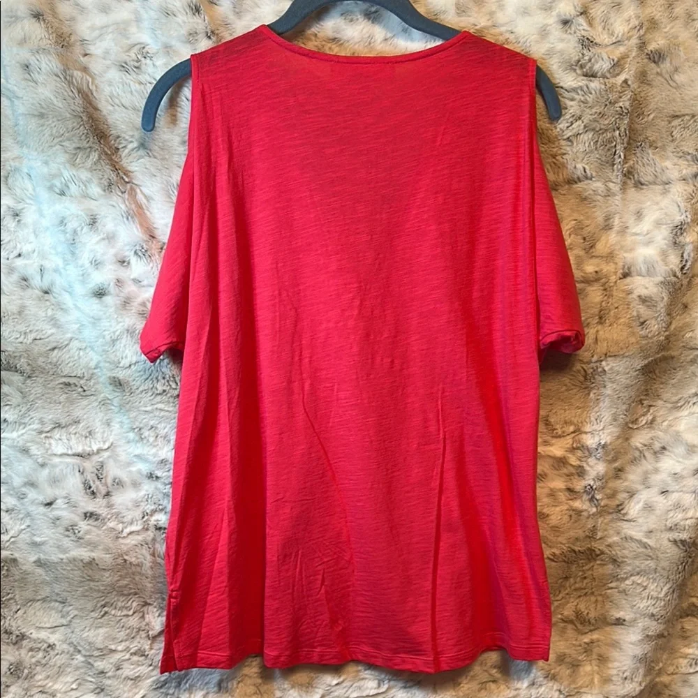 Michael Kors Relaxed Coral Cold Shoulder Cut Out Blouse M NWT